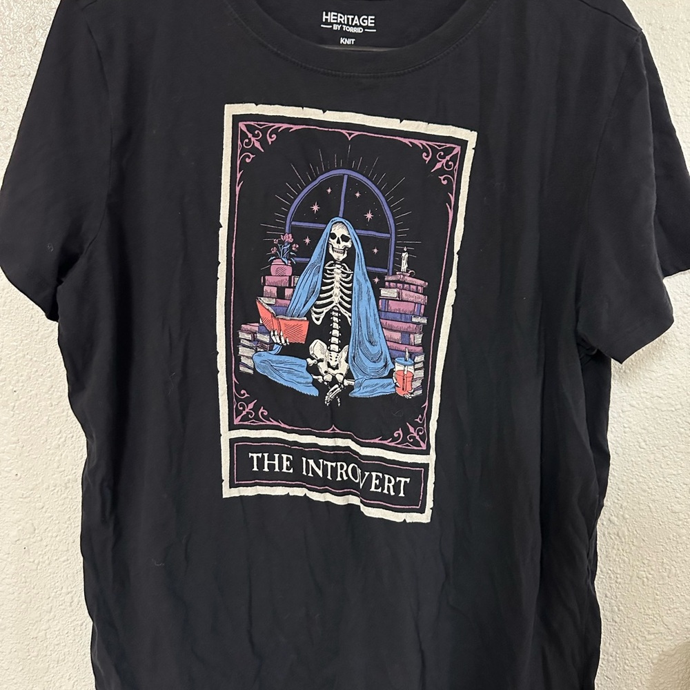 Black Graphic Tee with Skeleton Design Torrid